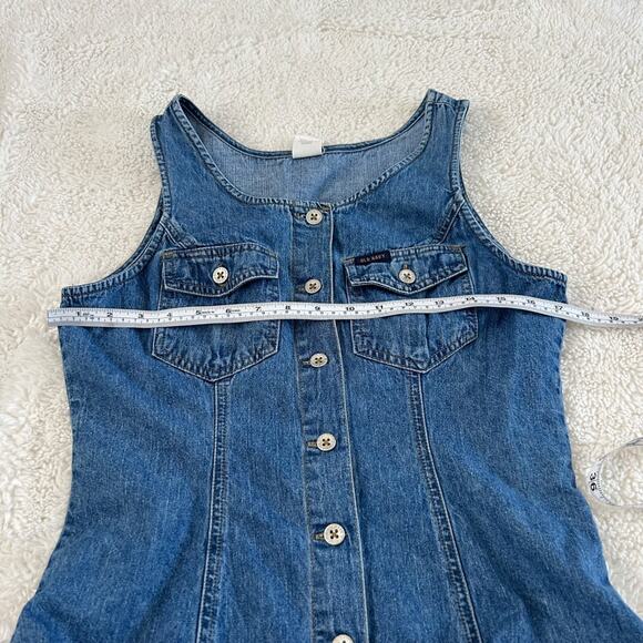 VTG Old Navy Womens Sz 6 Blue Denim Sleeveless Y2K Button-Up Dress Cottage Girl - Picture 4 of 6